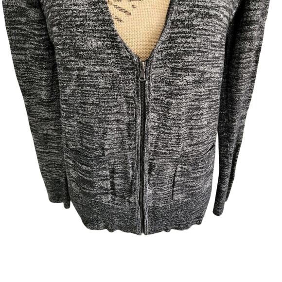 LOFT grey‎ heathered zippered cardigan sweater jacket Size medium - Picture 2 of 6